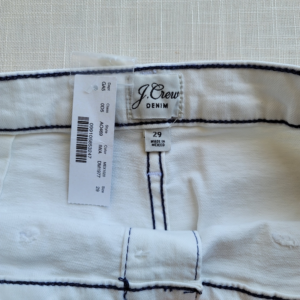 New! J.Crew Sz 29 (8) Denim Button-Front Skirt White Wash-Light Ivory/Navy NWT - Picture 4 of 9